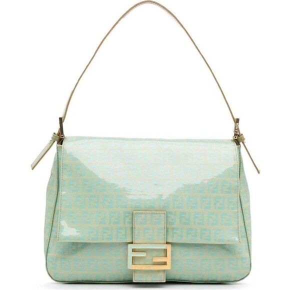 Authentic FENDI Mamma Zucca Bucket Baguette Zucchino Flap Bag Purse Patent - Picture 1 of 14